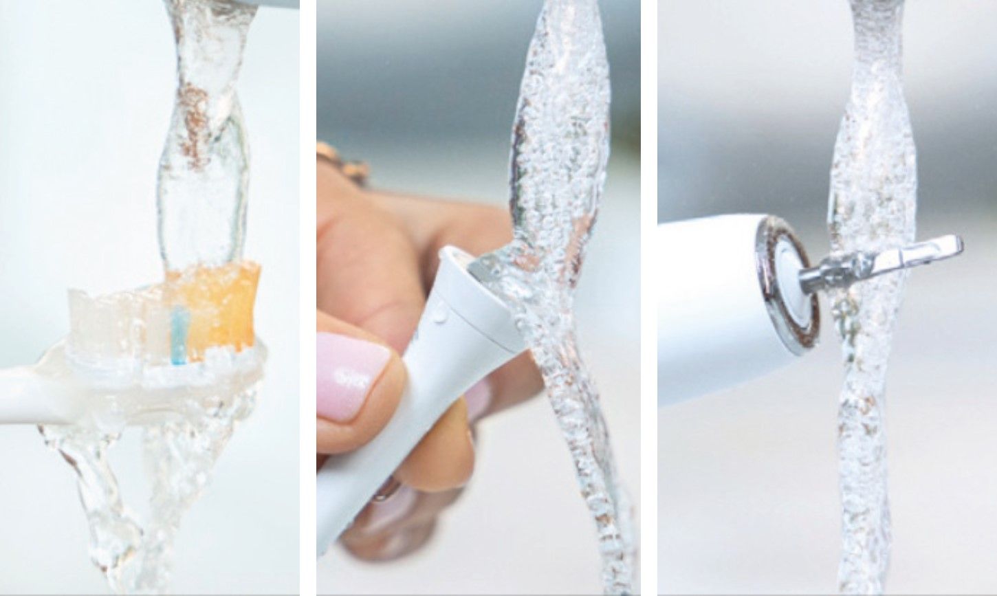 Retirez la t&ecirc;te de  brosse, rincez-la  ainsi que le manche,  puis s&eacute;chez-les.