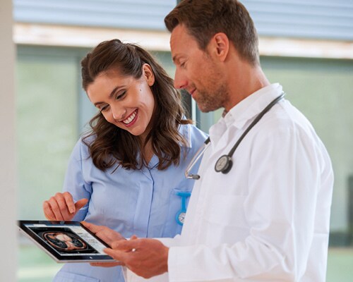 Clinicians with iPad