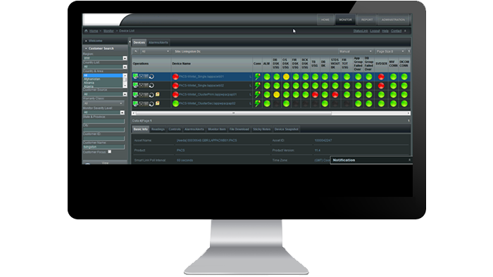 Écran d’interface d’analyse opérationnelle sur un moniteur