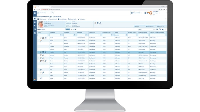 Écran d’interface affichant les informations de processus de travail sur un moniteur