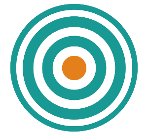un cercle bleu et orange avec des lignes noires