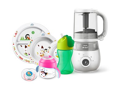 Produits pour jeunes enfants : tasses pour jeunes enfants et robot cuiseur-mixeur 