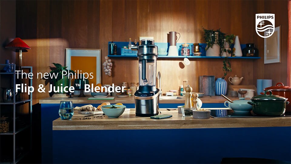 Miniature vidéo blender Philips Flip&Juice en action, vidéo produit