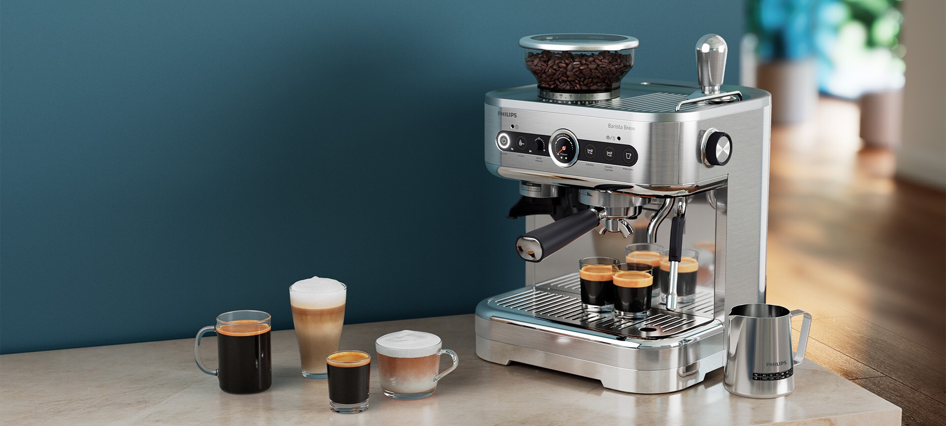 Machine à café semi-automatique Philips avec un choix de café