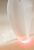 Step 3 - Turn the unit on and press the Lumea to your skin. 